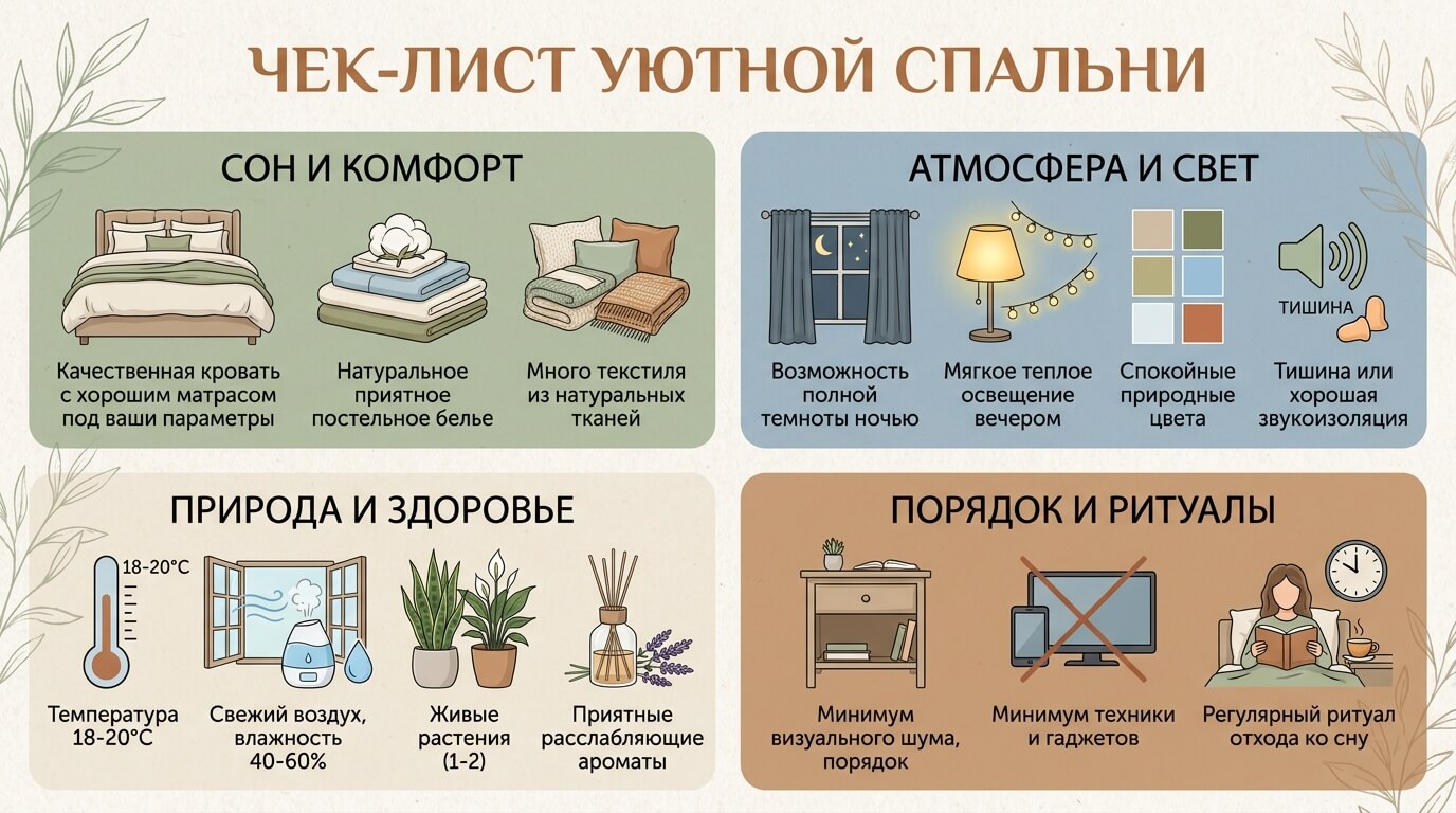 Чек-лист уютной спальни